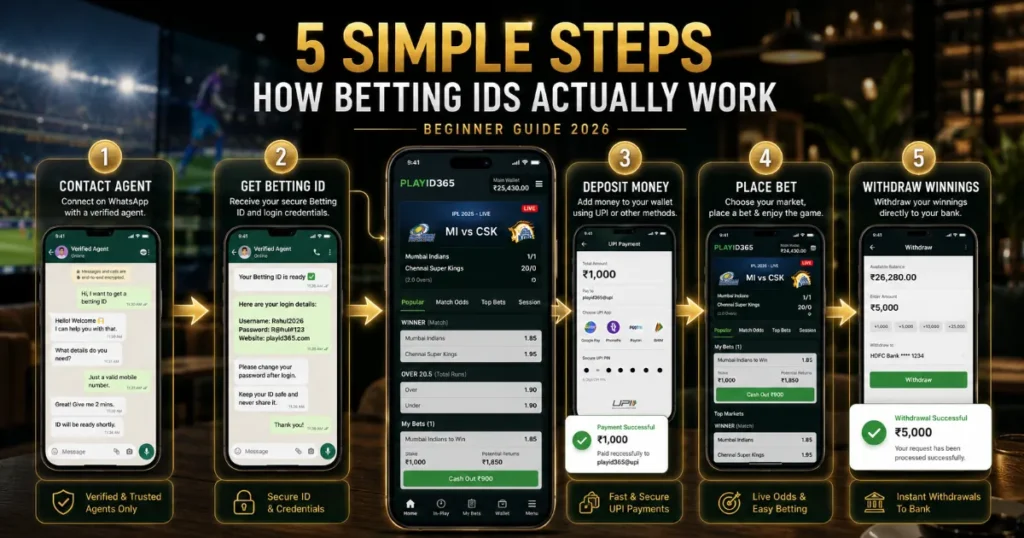 Step by step process showing how online betting IDs work in India Step by step process showing how online betting IDs work in India