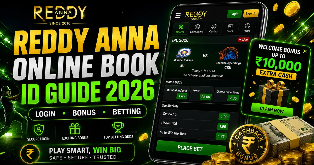 Reddy Anna Online Book ID 2026 cricket betting dashboard on smartphone
