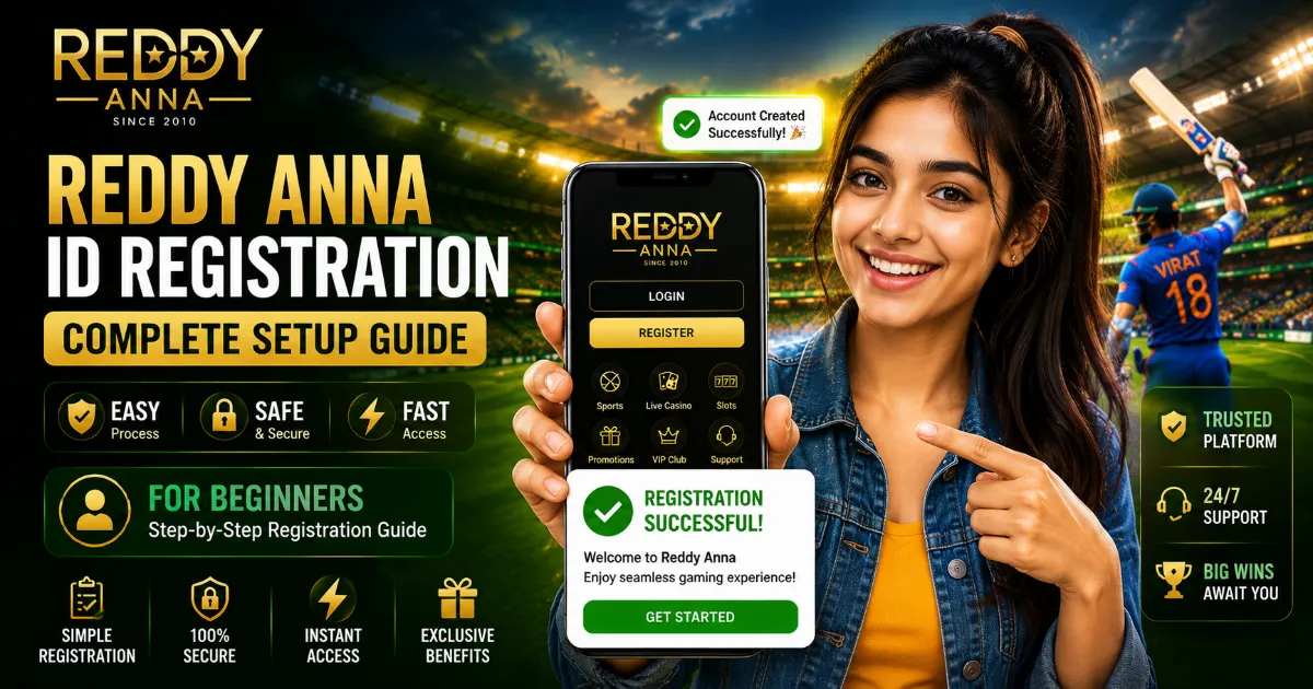 Step-by-step Reddy Anna new ID process shown on smartphone with live cricket betting dashboard
