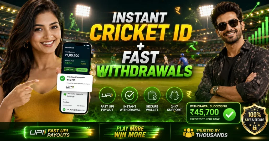 Instant Cricket ID with Fast Withdrawal Support Smartphone showing successful cricket betting withdrawal and profit dashboard